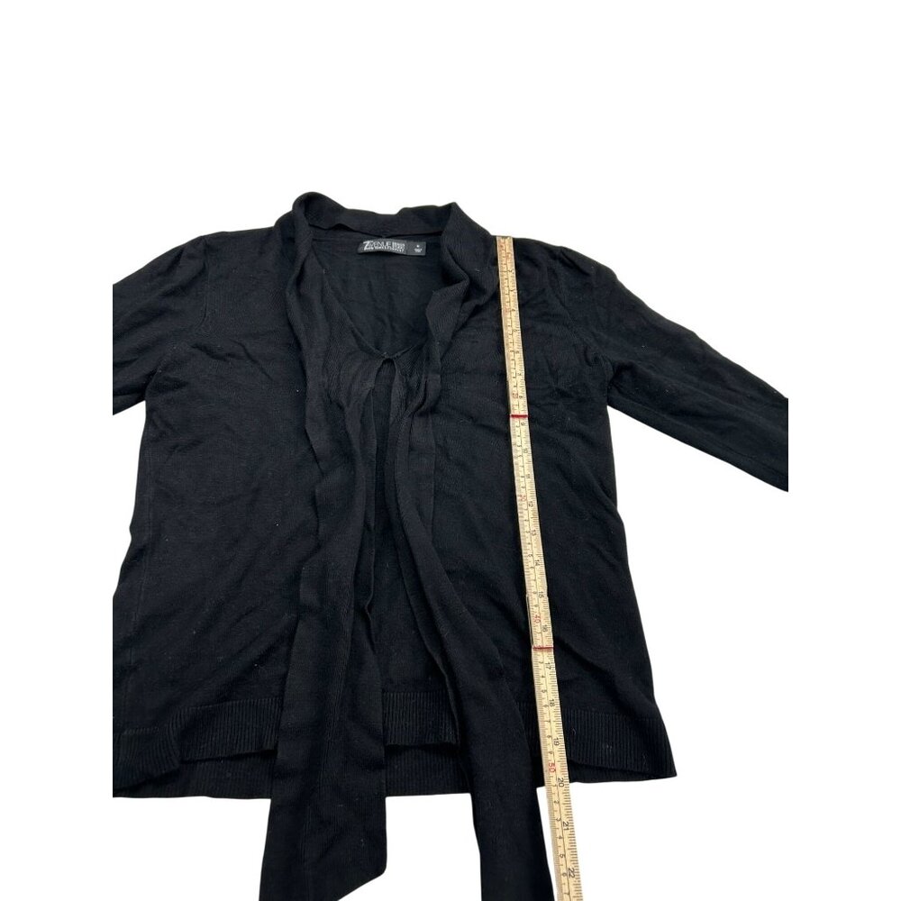 7th Avenue Design Studio Black Lightweight Long-Sleeve Open Cardigan Sweater Wit - Picture 5 of 10